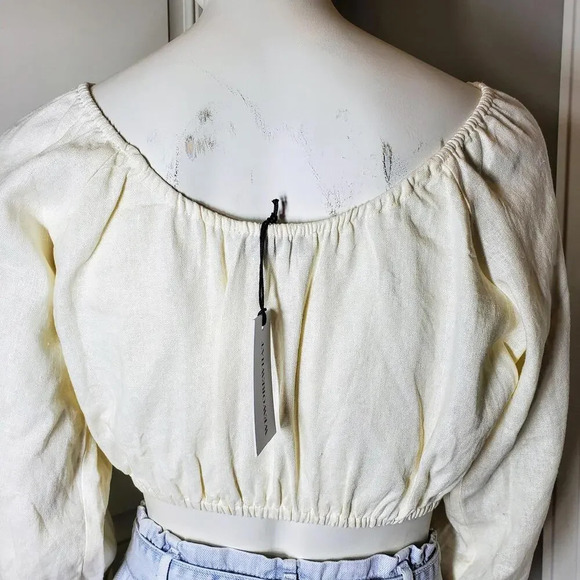 NWT WEWOREWHAT Women's Cream Colored Babydoll Crop Top Blouse Size XS - Picture 12 of 16